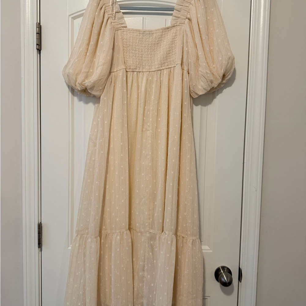 NWOT! The Post Cream Smocked Dress - Picture 4 of 4